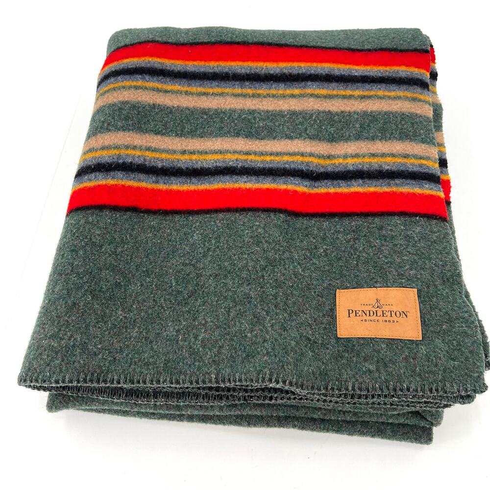 Pendleton Yakima Camp striped wool cotton blanket